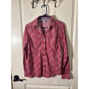 Cinch Women's Small Paisley Print Pink Button Down Western Shirt Rodeo Cowgirl